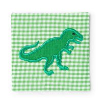 Applikation Dino auf grünem Stoff