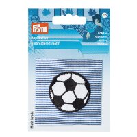 Applikation Fußball auf blauem/weißem Stoff
