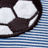 Applikation Fußball auf blauem/weißem Stoff