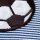 Applikation Fußball auf blauem/weißem Stoff