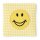 Applikation Smiley auf gelbem/weißem Stoff
