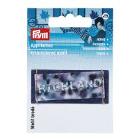 Applikation Label HIGHLAND blau/schwarz