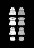 9357 Kleid, Höschen, Bubikragen, Knopfverschluss, Burda