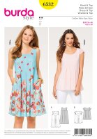 6532 Kleid, Hängerkleid, Top, Passe, Burda