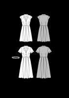6520 Kleid, Hemdblusenstil, Faltenrock, Burda