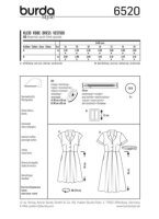 6520 Kleid, Hemdblusenstil, Faltenrock, Burda