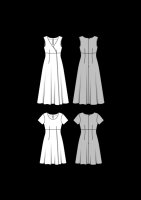 6496 Kleid, hohe Taille, Wickeleffekt, Burda
