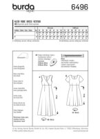 6496 Kleid, hohe Taille, Wickeleffekt, Burda