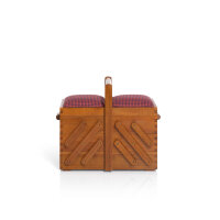 Nähkasten Holz dunkel mit Stoff, M (36x30x19cm)