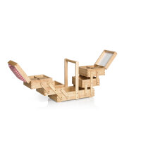 Nähkasten Holz hell mit Stoff, M