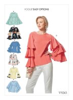 V9243 Damen Flügelärmel Top, Vogue