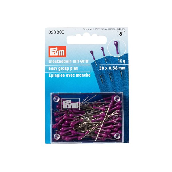 Steck-Nadel mit Griff 38 x 0,58 mm silberfarbig violett