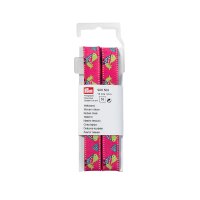 Webband Vogel 15 mm pink/grün