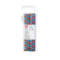 Webband Blumen 15 mm blau/orange