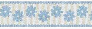 Webband Blumen 20 mm beige/bleu