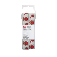 Webband Teddy mit Herz 20 mm grau/rot
