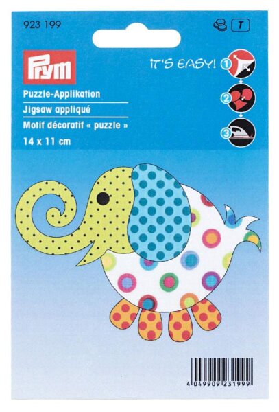 Applikation Puzzle aufbügelbar Elefant