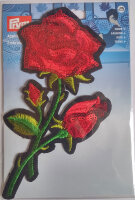Appl. Rose groß Pailletten rot/grün