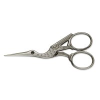 Stickschere Storch 9 cm dunkles silber
