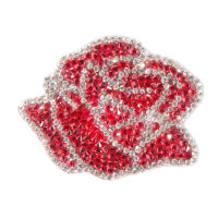 Applikation Glamourtransfer Rosenblüte rot/silber...
