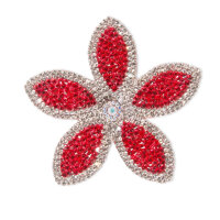 Applikation Glamourtransfer Blume rot/silber