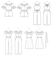 B6566 Damen Overall Kleid Einteiler Schärpe, Butterick