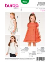 9362 Bluse und Kleid Hängerchen eingereihter Rock F,...