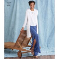 S8393 Damen Top Hose Tunika Strickjacke Plus, Simplicity