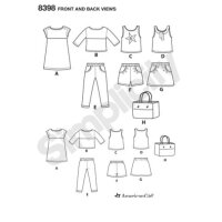 S8398 Shirt Tops Hose Shorts Beutel Kleid Tasche, Simplicity