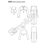 S8392 Damen Shirt Leggings BH mini, Simplicity
