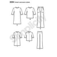 S8264 Damen Top Hose Kleid mini, Simplicity