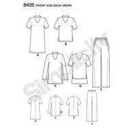 S8425 Damen Top Hose Tunika Kragen Kleid, Simplicity