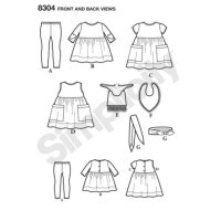 S8304 Top Stirnband Leggings Lätzchen Kleid, Simplicity