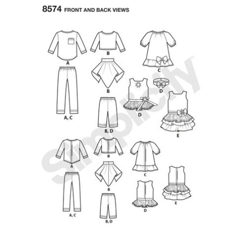 S8574 Kleidung Puppe, Simplicity