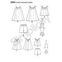 S8564 Top Shorts Beutel Kleid, Simplicity