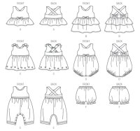 M6944 Top Höschen Kleid Einteiler Baby, McCalls