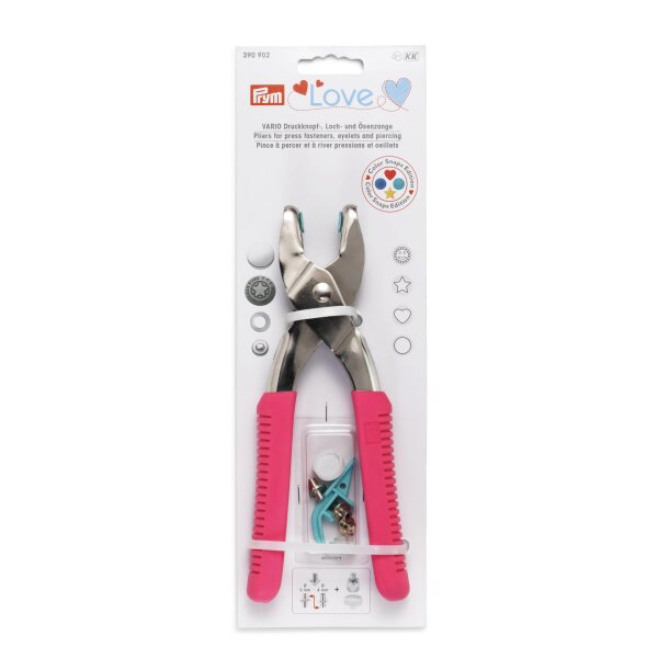 Prym Love Vario-Zange mit Loch-/Color Snaps Werkzeug pink