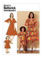 B6654 Damen Kinder Kleid Schärpe, Butterick