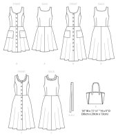 B6674 Damen Beutel Kleid Schärpe, Butterick