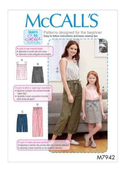 M7942 Damen Shirt Top Mädchen Hose Shorts, McCalls