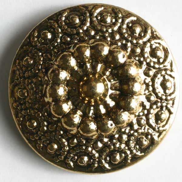 3 Stück, 18mm Knopf, altgold, rund, Blume, Dill , Made in Germany