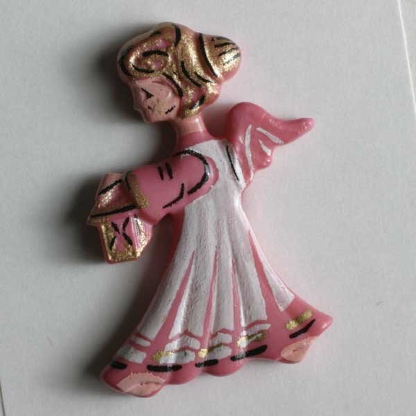 4 Stück, 25mm Kinderknopf, pink, Dill , Made in Germany