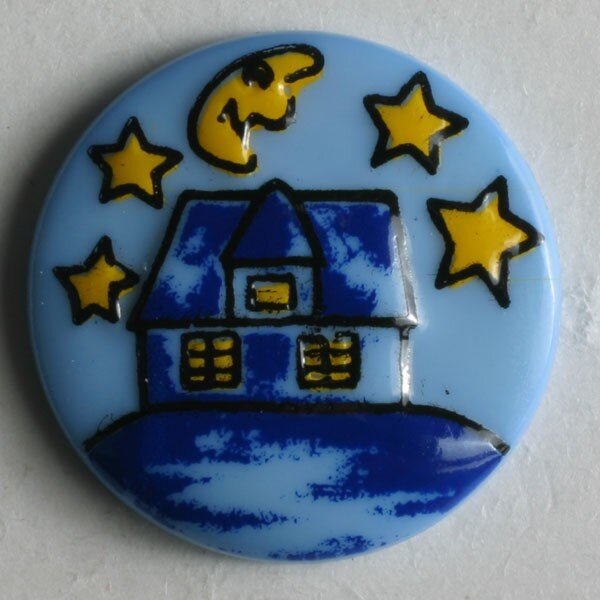 1 Stück, 18mm Kinderknopf, blau, Dill , Made in Germany