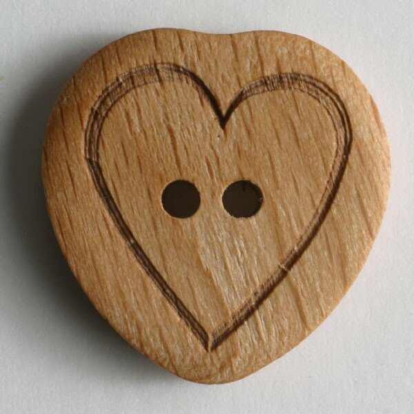 1 Stück, 15mm Holzknopf, braun, Dill , Made in Germany