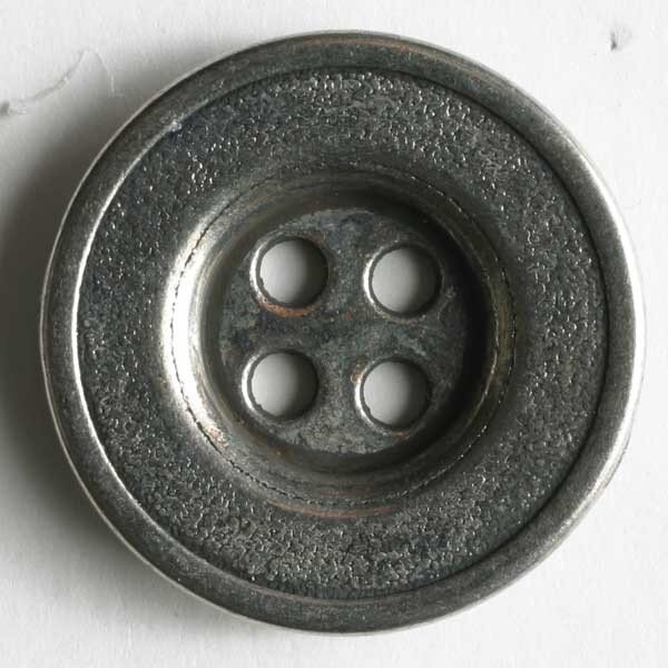 1 Stück, 20mm Vollmetallknopf, altsilber, Dill , Made in Germany