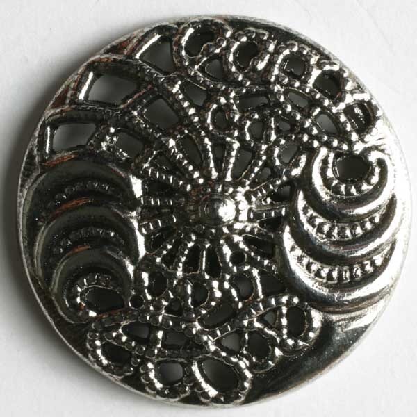 3 Stück, 25mm Vollmetallknopf, altsilber, Dill , Made in Germany