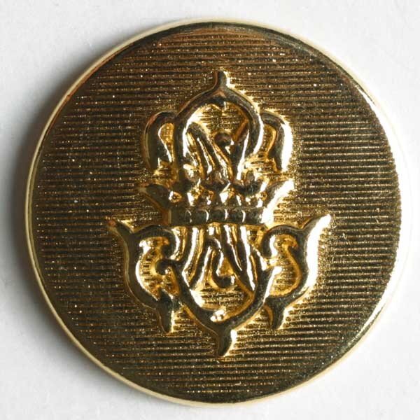 3 Stück, 20mm Vollmetallknopf, echt vergoldet, Dill , Made in Germany