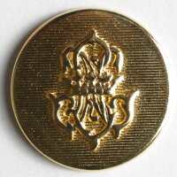 3 Stück, 20mm Vollmetallknopf, echt vergoldet, Dill...