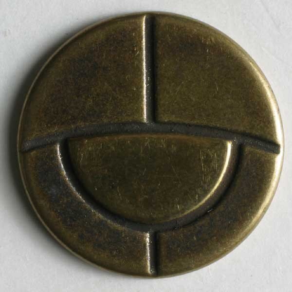 3 Stück, 23mm Vollmetallknopf, altmessing, Dill , Made in Germany