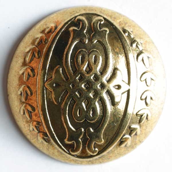 3 Stück, 28mm Vollmetallknopf, altgold, Dill , Made in Germany